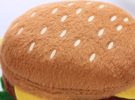 Cute Plush Hamburger Pet Toy
