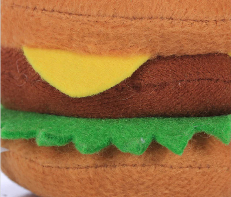 Cute Plush Hamburger Pet Toy
