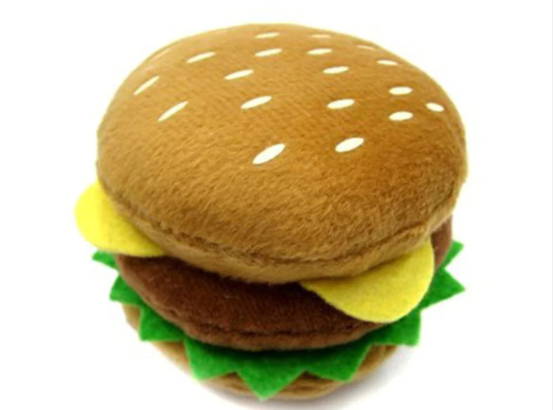 Cute Plush Hamburger Pet Toy