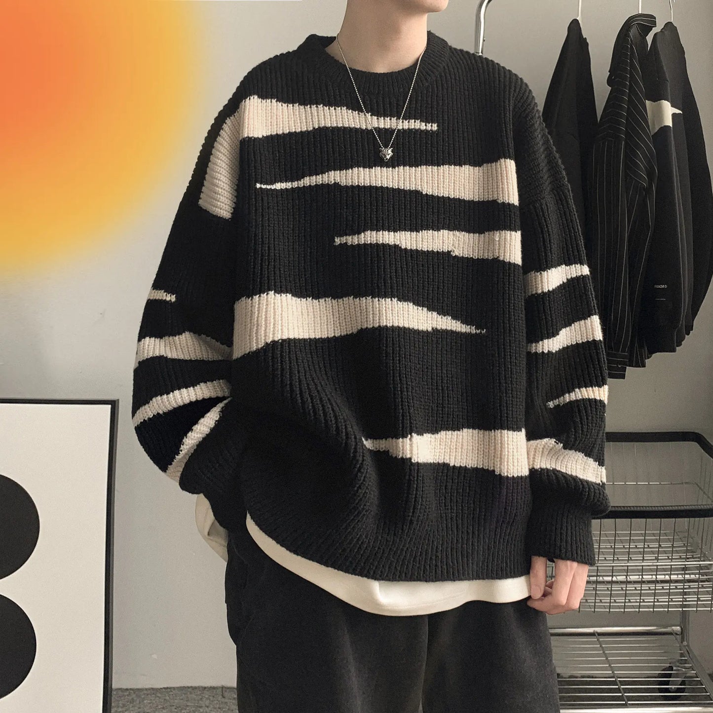Men's Thick Round Neck Sweater for Teens