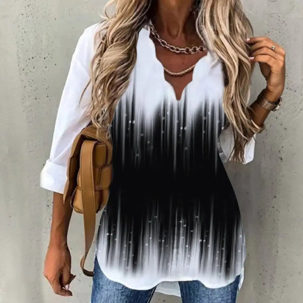 Women's New Wave Collar Printed Shirt