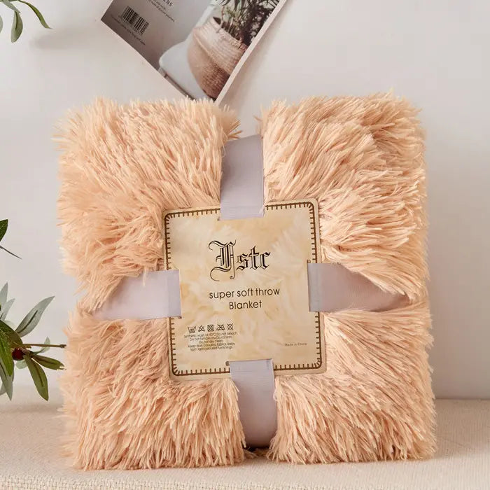 1pc Khaki Flannel Plush Blanket for Living Room & Office