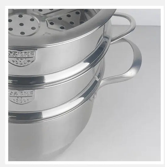Stainless Steel Steamer with Double Handles for Buns