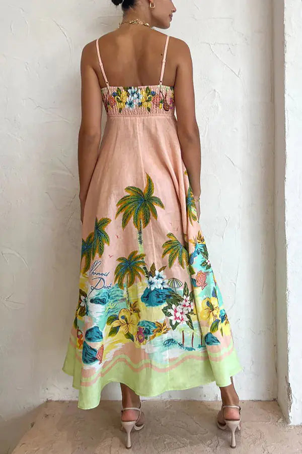 2023 Summer Printed Backless Loose Maxi Dress