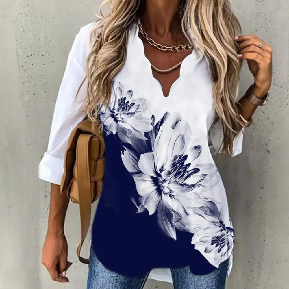 Women's New Wave Collar Printed Shirt