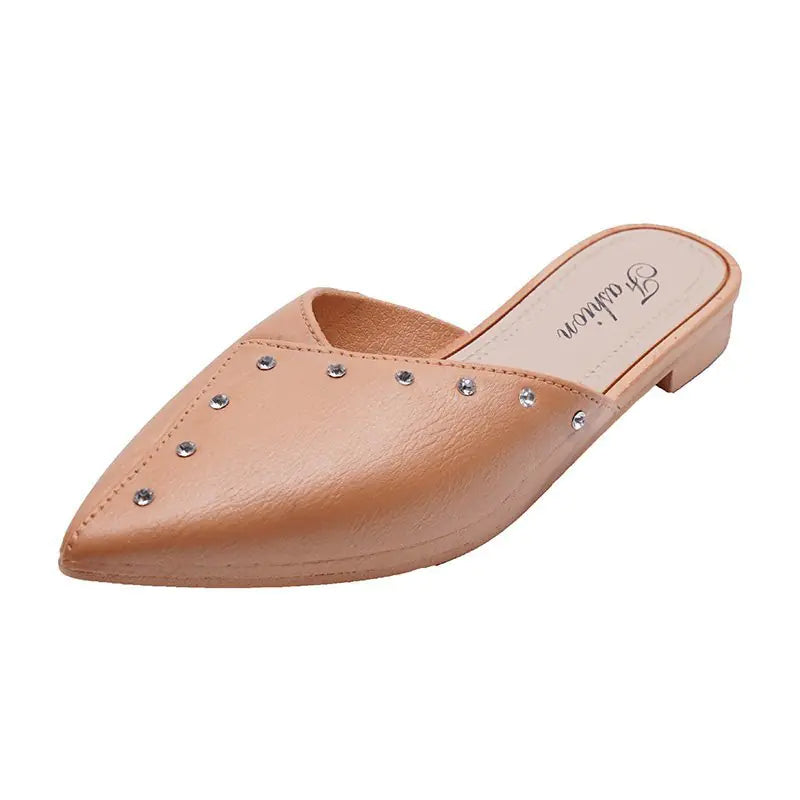 Thick Heeled Flat Toe Cap Mules and Lazy Slippers