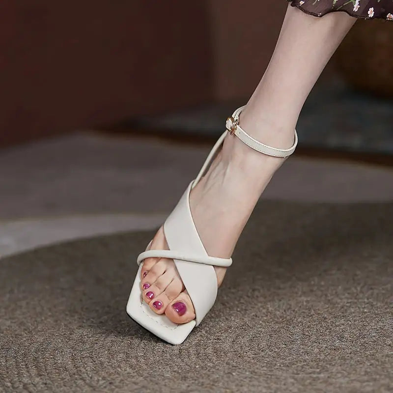 Trendy Mid-Heel Women's Sandals with Thick Square Toe