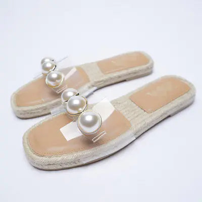 Open-Toe Jute Flat Platform Sandals