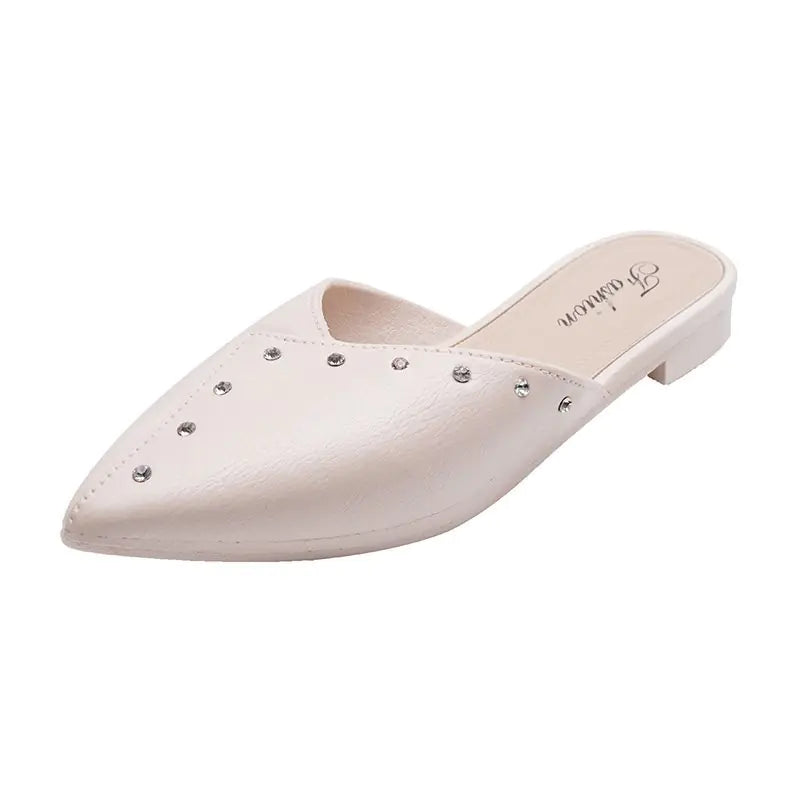 Thick Heeled Flat Toe Cap Mules and Lazy Slippers