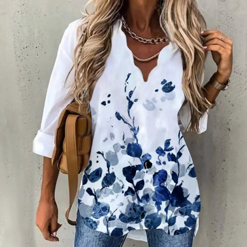 Women's New Wave Collar Printed Shirt